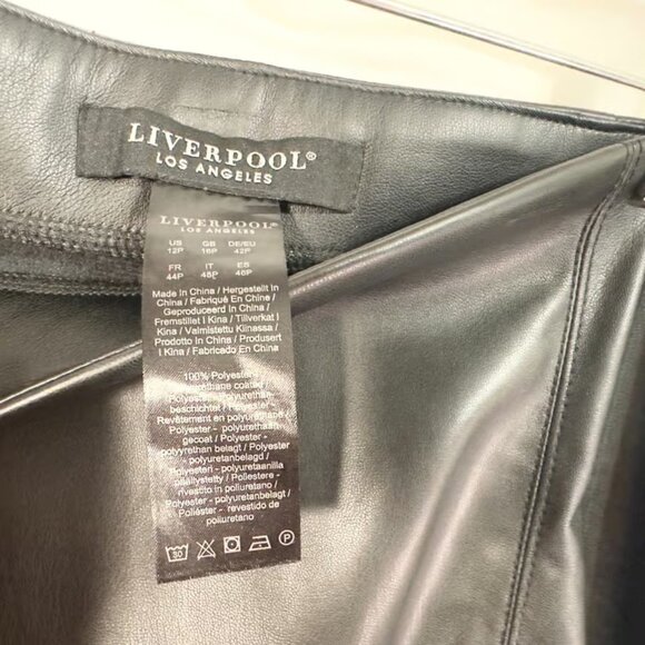 Liverpool Los Angeles Size 12P Faux Leather Skirt Vegan Black Pencil Edgy - Picture 3 of 3